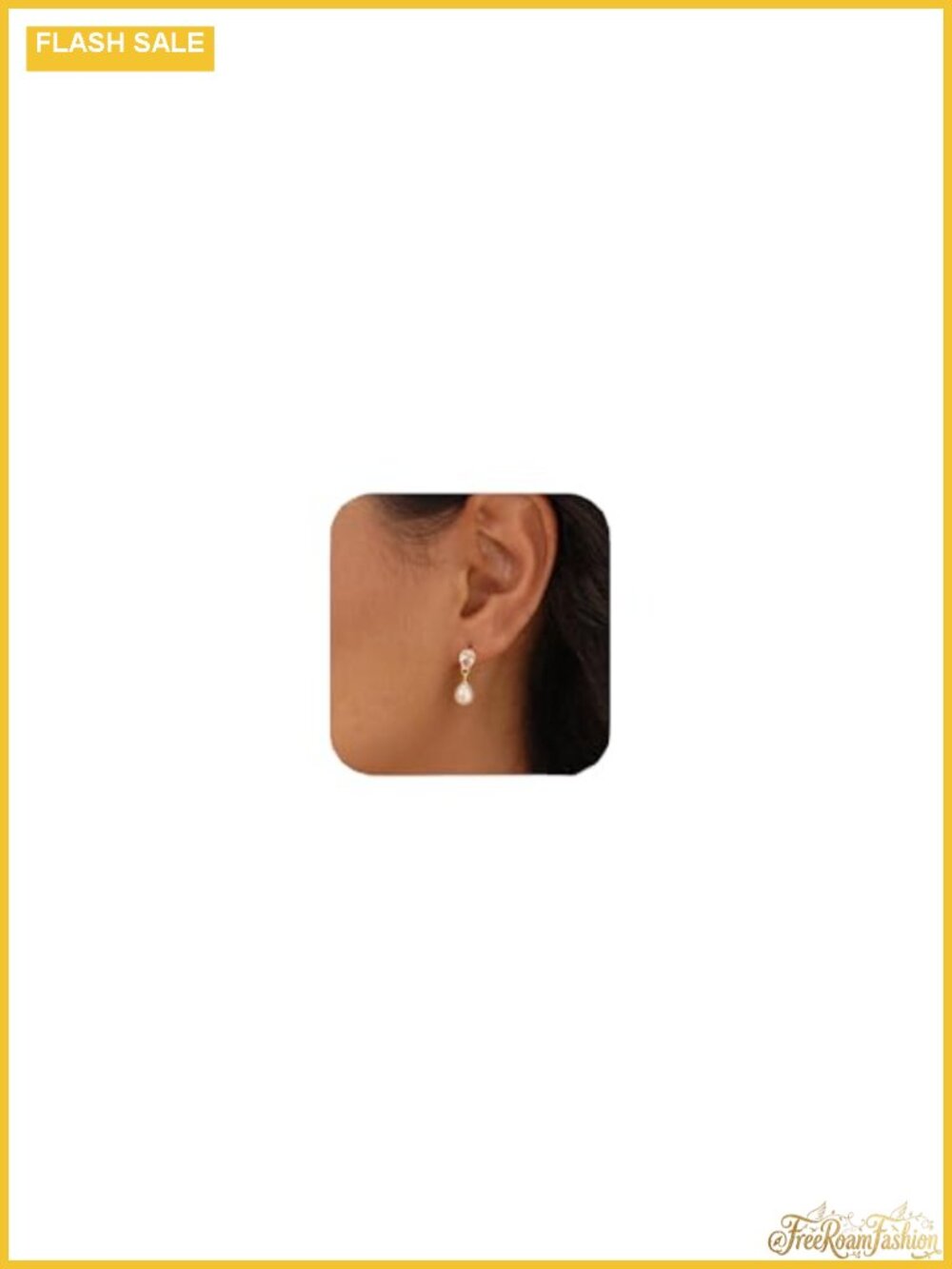 Dainty Pearl Drop Earrings 14K Gold Plated Brass CZ Bridal Prom Party